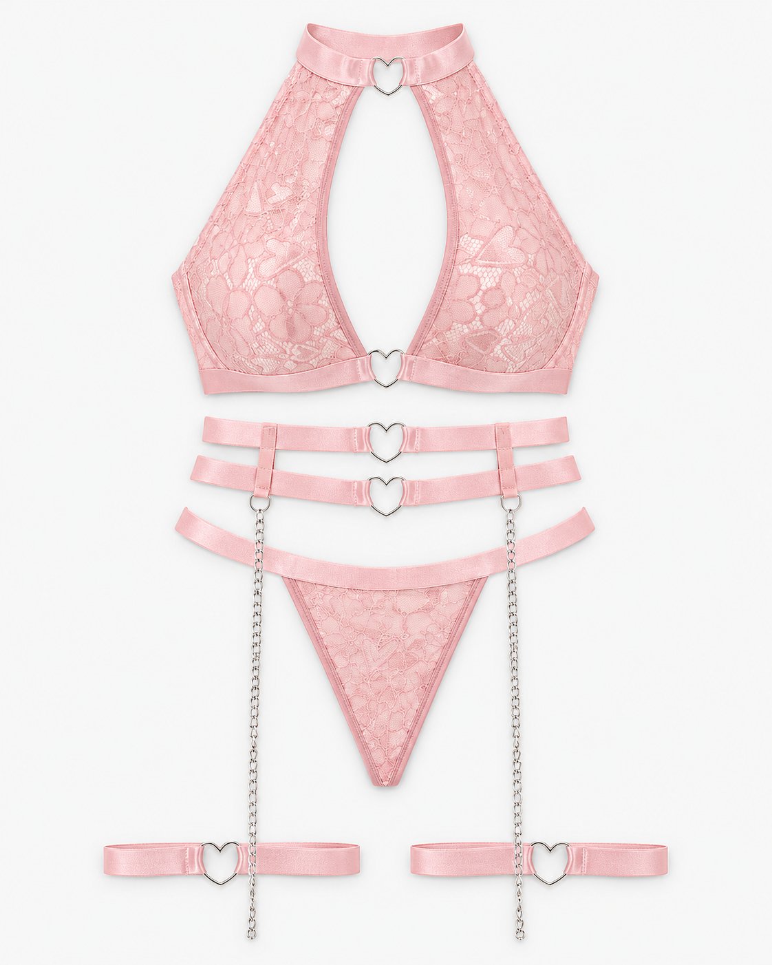 Blush Lace Harness Set — Pink · colour view
