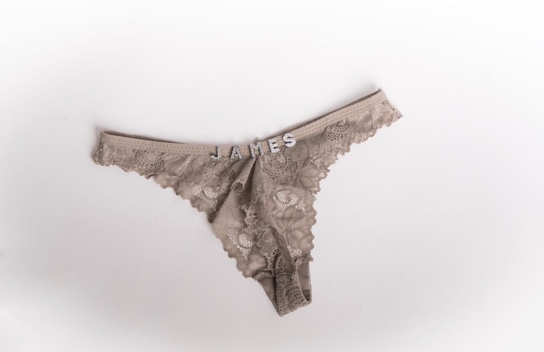 Luxe Lace Personalised Thong — Gray · colour view