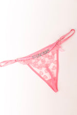Custom Rhinestone Heart Lace Thong — Pink · colour view