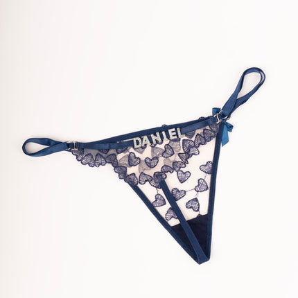 Custom Rhinestone Heart Lace Thong