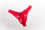 Luxe Lace Personalised Thong — Red · colour view