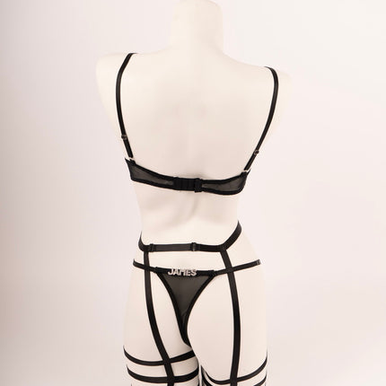 Custom Rhinestone Lace Lingerie suspender Set