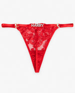 Custom Rhinestone Red Lace Lingerie Set — Red · fit and detail view
