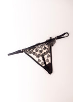 Custom Rhinestone Heart Lace Thong — Black · colour view