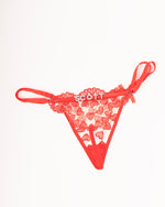 Custom Rhinestone Heart Lace Thong — Red · colour view