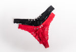 Luxe Lace Personalised Thong — Black & red · colour collection