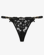 Custom Rhinestone Red Lace Lingerie Set — Black · fit and detail view
