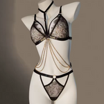 Black diamanté Harness Set - Custom — Black · fit and detail view