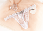 Personalised white lace thong with WIFEY rhinestone lettering