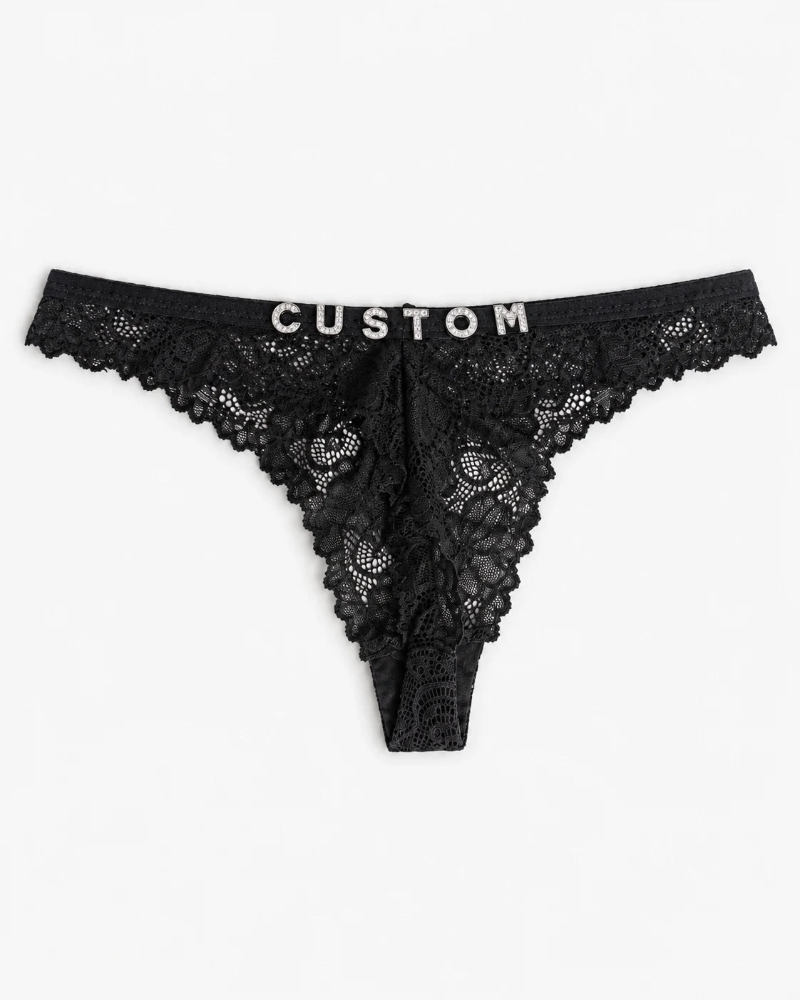 Luxe Lace Personalised Thong — Black · colour view