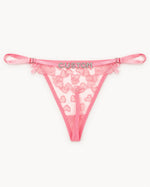Custom Rhinestone Heart Lace Thong — Pink · colour view