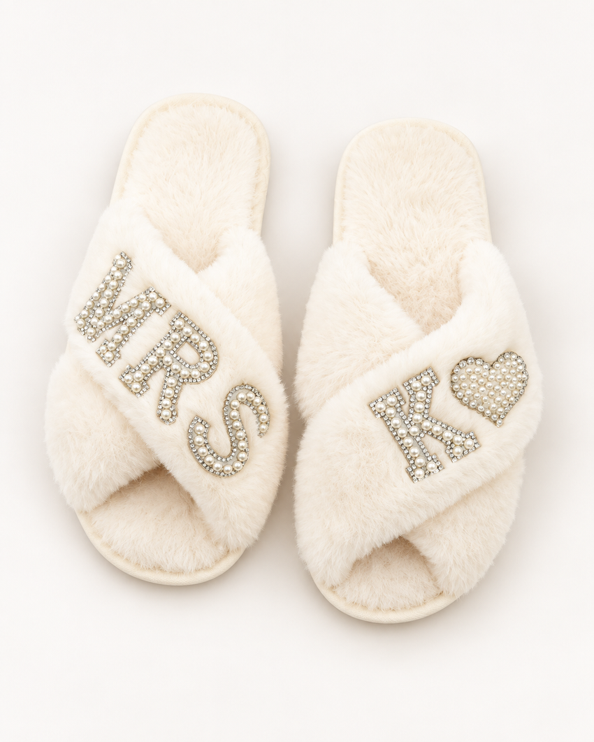 Personalised Pearl Bridal Slippers