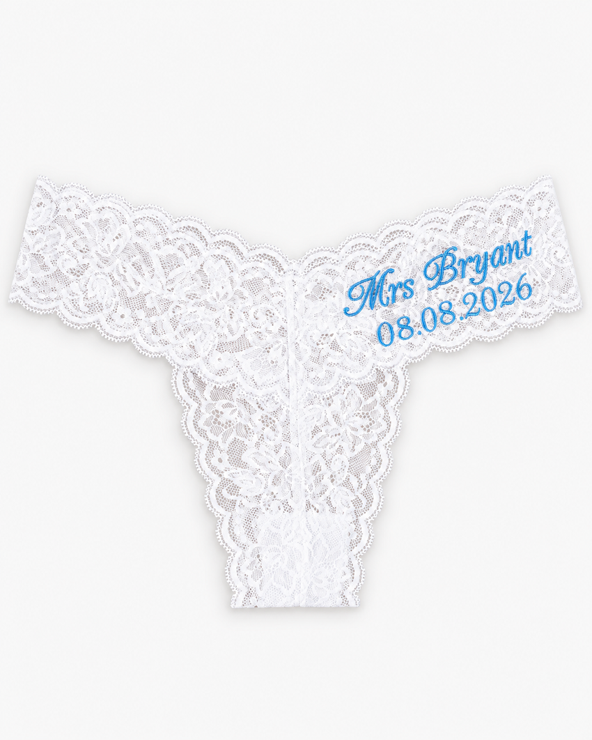 Personalised Bridal Embroidered Thong